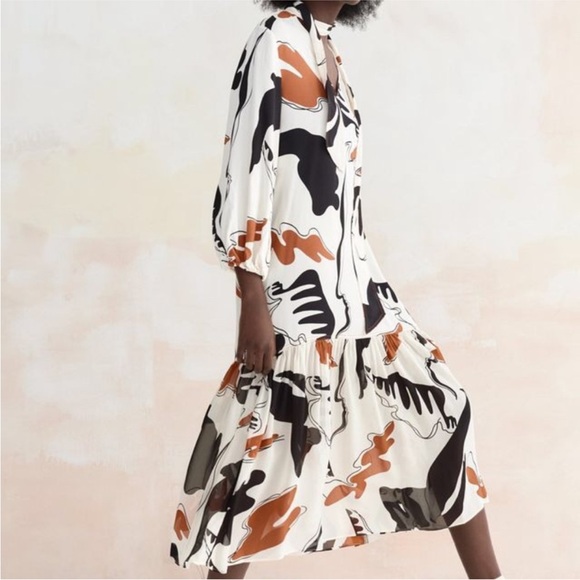 Zara abstract print midi dress size XS - Picture 7 of 9